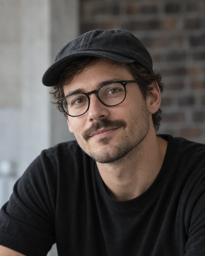 Porträt von Emil Achterberg mit Brille und dunkler Mütze
