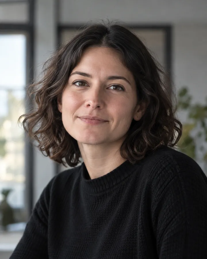 Porträt von Frieda Nolte mit dunklem, lockigem Haar