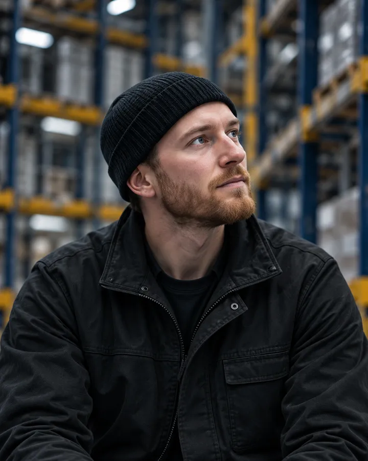 Portrait of Samuel Hart, field operations lead, in a warehouse aisle