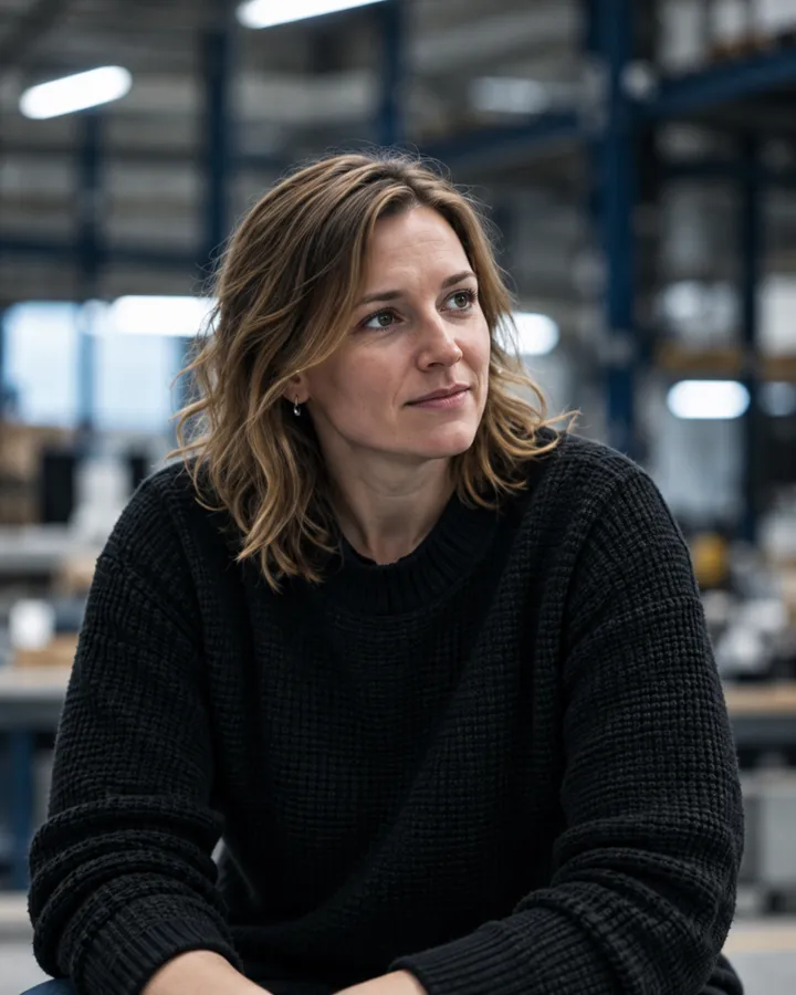 Portrait of Sanne de Vries, head of people, in the assembly hall