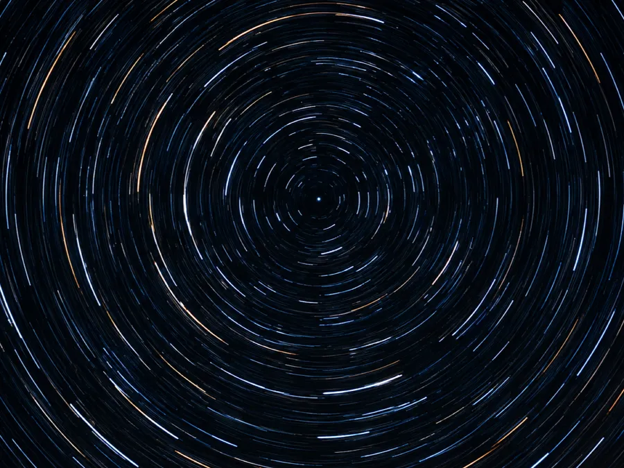 Concentric star trails circling the celestial pole