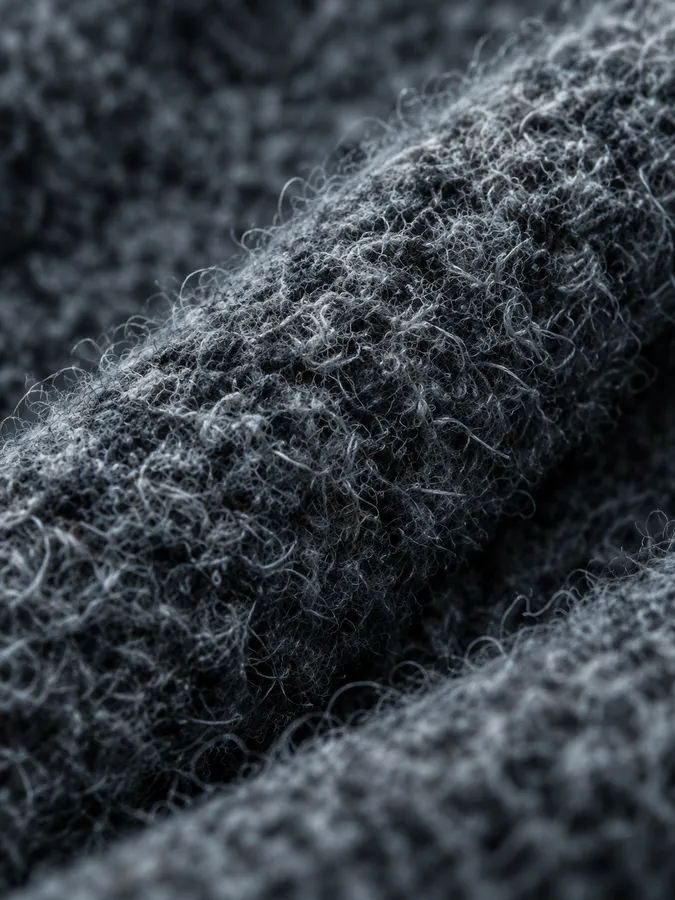 A close-up of charcoal recycled-wool mélange